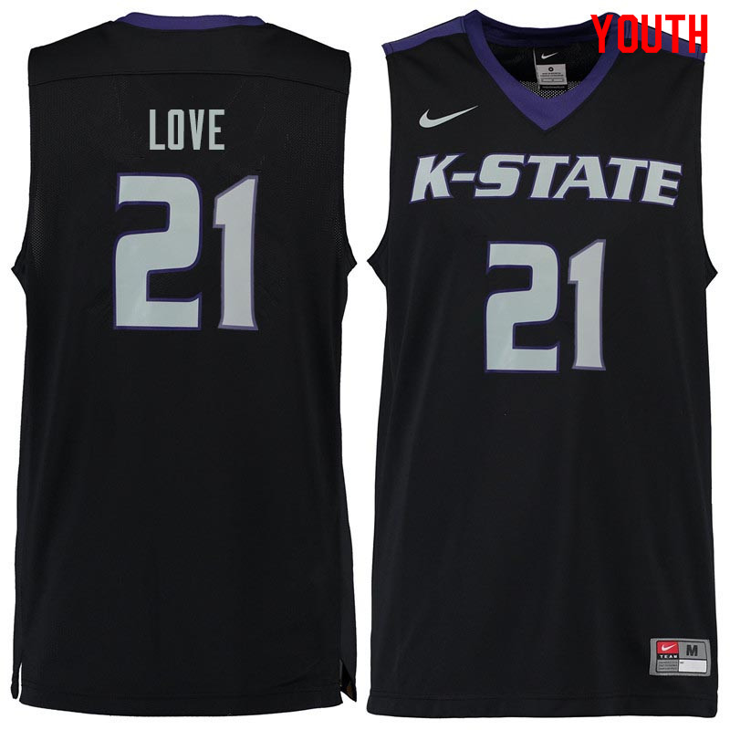 Youth #21 James Love Kansas State Wildcats College Basketball Jerseys Sale-Black